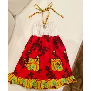 PPP Like Patchwork Vintage Brooch Ruched Halter Tie Top